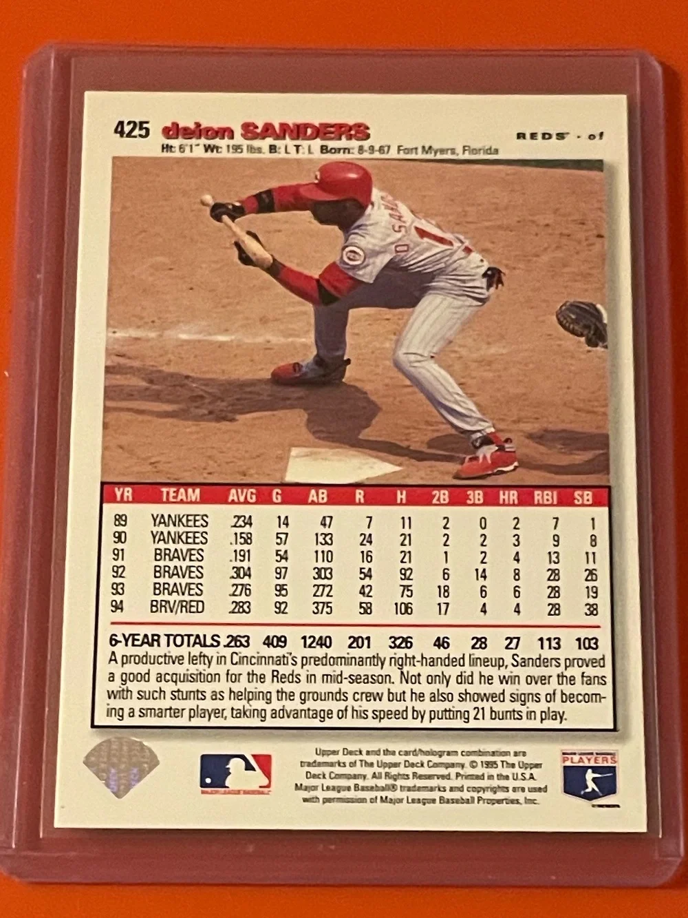 Deion Sanders #425 1995 Upper Deck Collector's Choice Baseball Trading Card